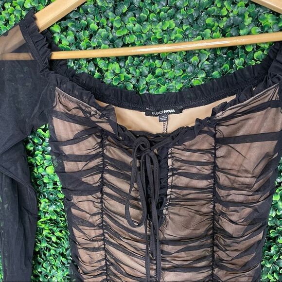 Fashion Nova Maura Mesh Dress Black Sz M - Picture 6 of 6